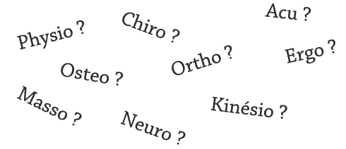 Chiro masso ostheo physio neuro ortho acu kinésio réflexo